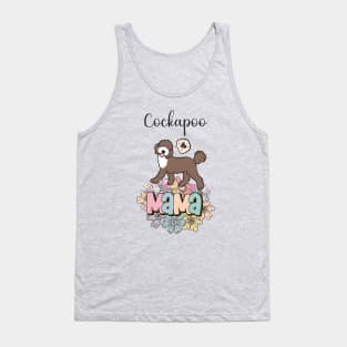 White and Chocolate Brown Cockapoo Mama 3 Tank Top